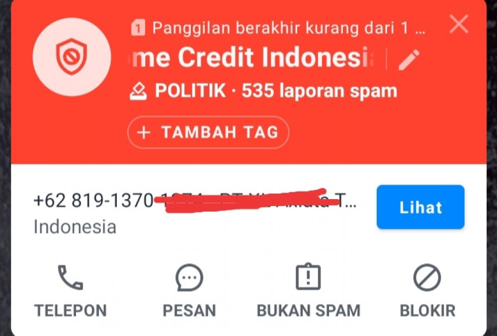 Telat Bayar Cicilan Di Home Credit, Nasabah Ini Pusing Ditelponi Spam