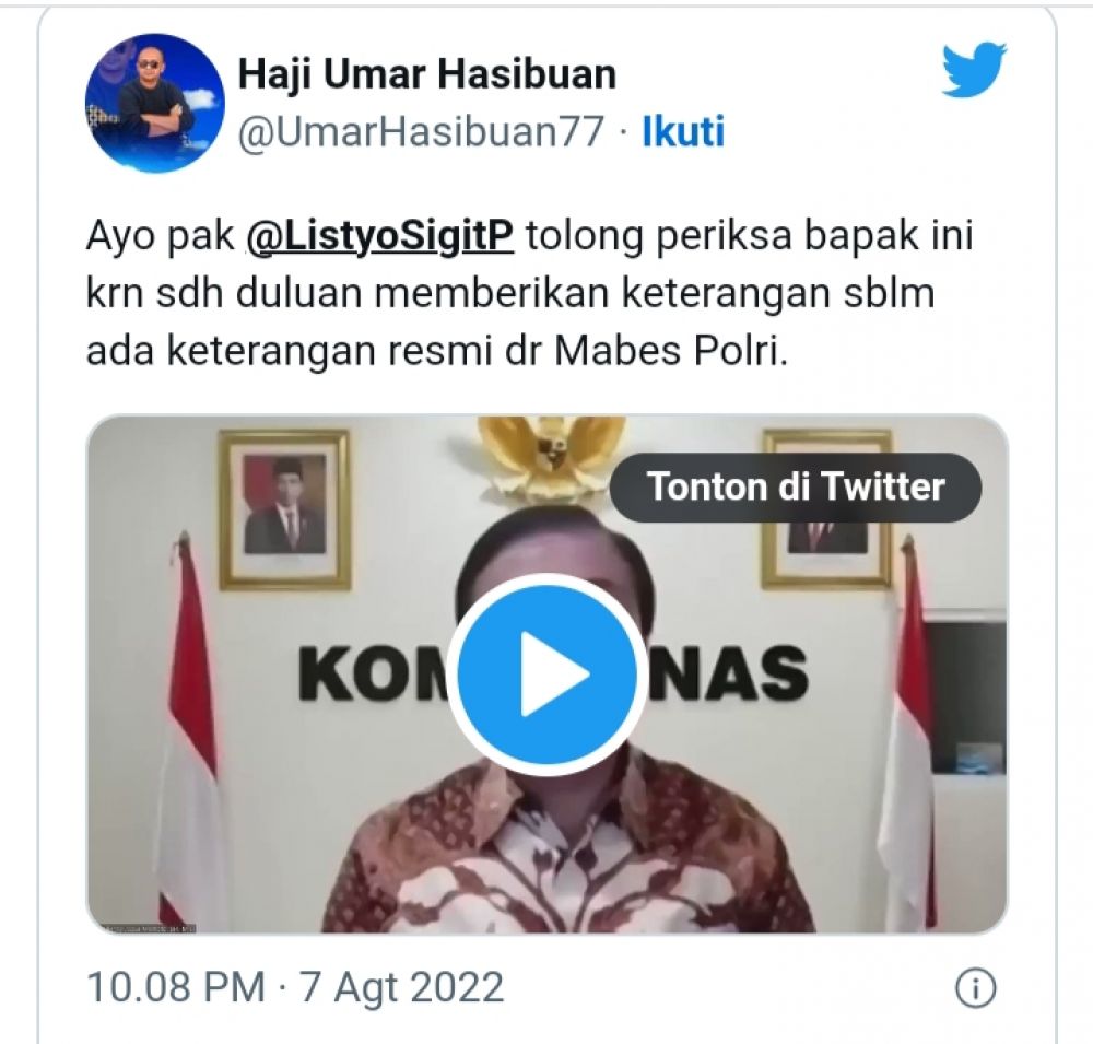 Tokoh NU Minta Kapolri Periksa Ketua Harian Kompolnas Benny J Mamoto