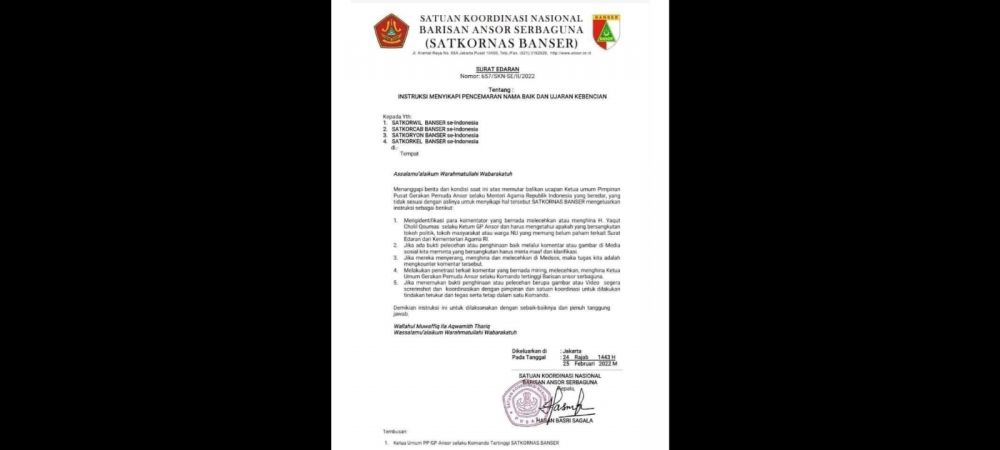 Lindungi Gus Yaqut, Satkornas Banser Beri Instruksi Gak Main-Main